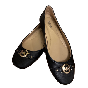 MICHAEL Michael Kors Fulton Ballet Flat Black Saffiano Leather Size 7
